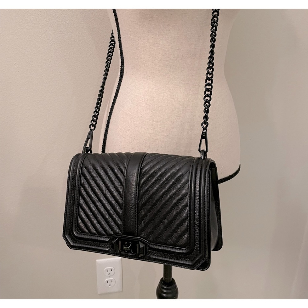Black leather crossbody Rebecca Minkoff. Perfect condition. Chain/leather strap